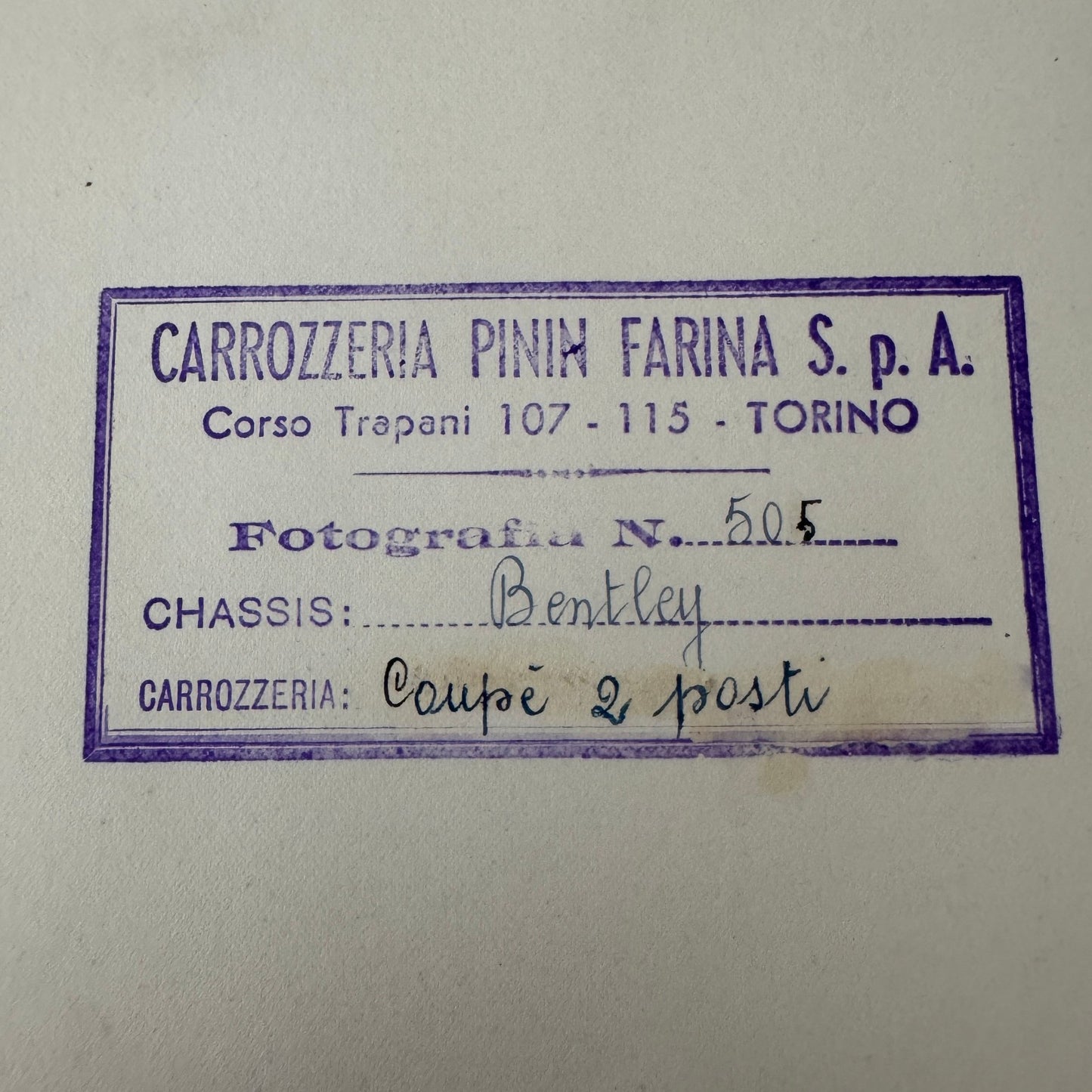 Carrozzeria Pininfarina Bentley Coachbuilder Car Factory Press Photo Photograph