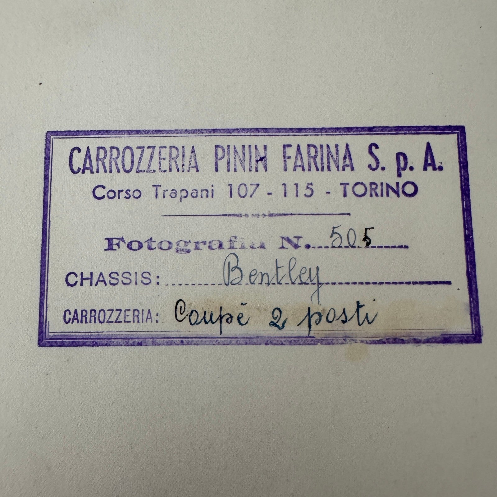Carrozzeria Pininfarina Bentley Coachbuilder Car Factory Press Photo Photograph