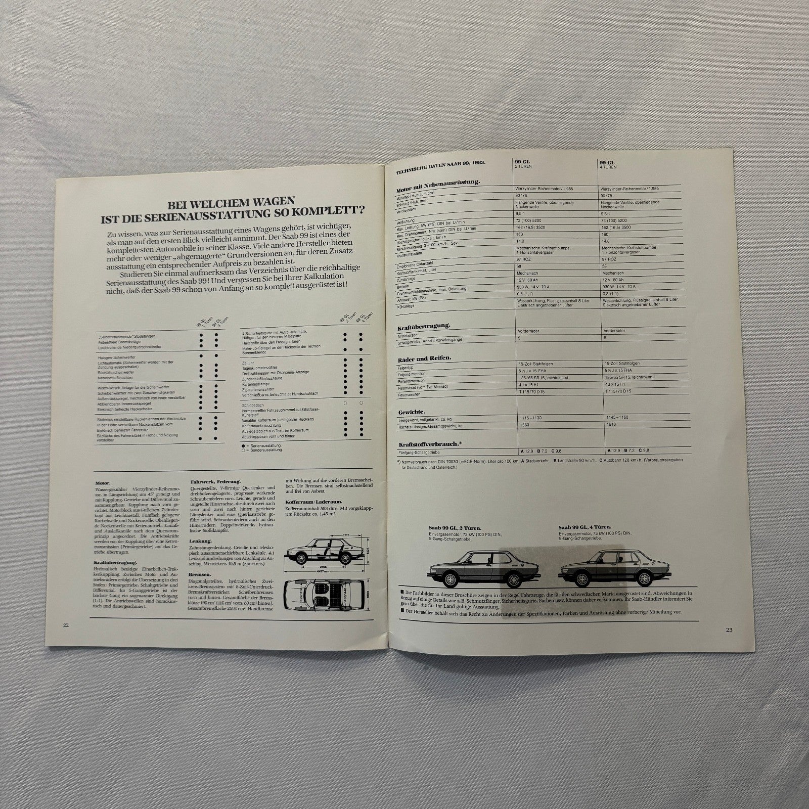 1983 Saab 99 Car Sales Brochure Catalog Advertising Vintage GERMAN Language