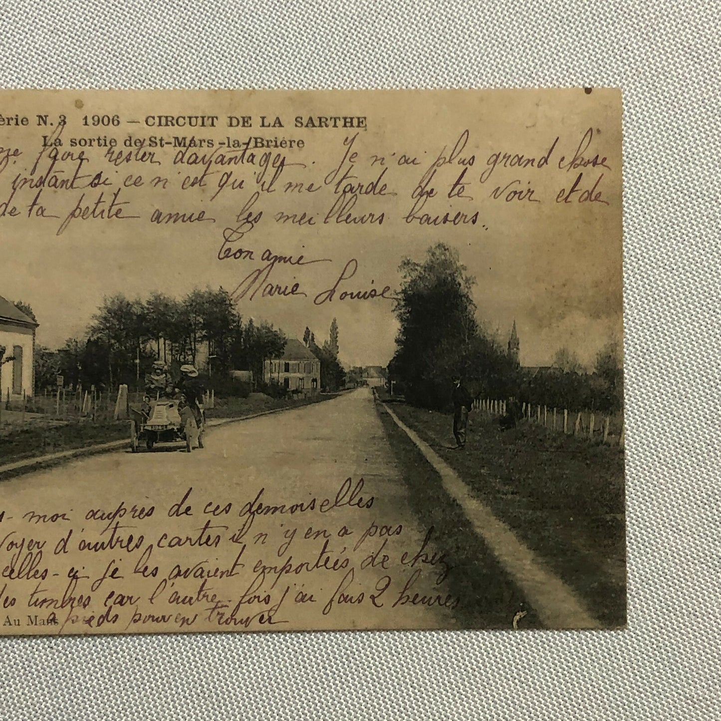 Antique 1906 Circuit de la Sarthe Racing Car Postcard Post Card French