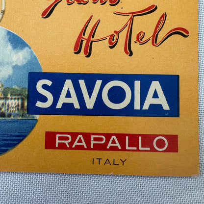 Vintage Hotel Travel Luggage Label Grand Hotel Savoia Rapallo Italy Italian