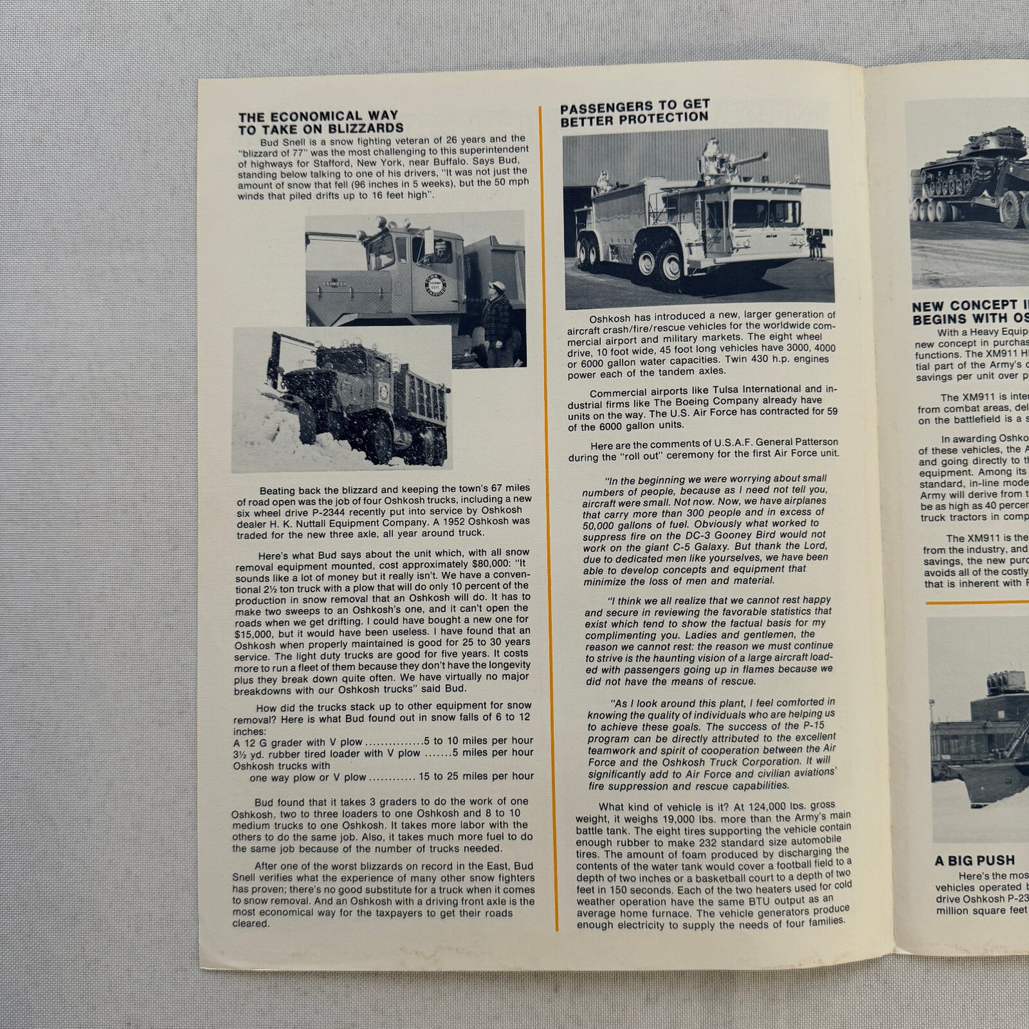 Oshkosh Truck Factory Newsletter Brochure Airport Crash Truck Army Cement Mixer