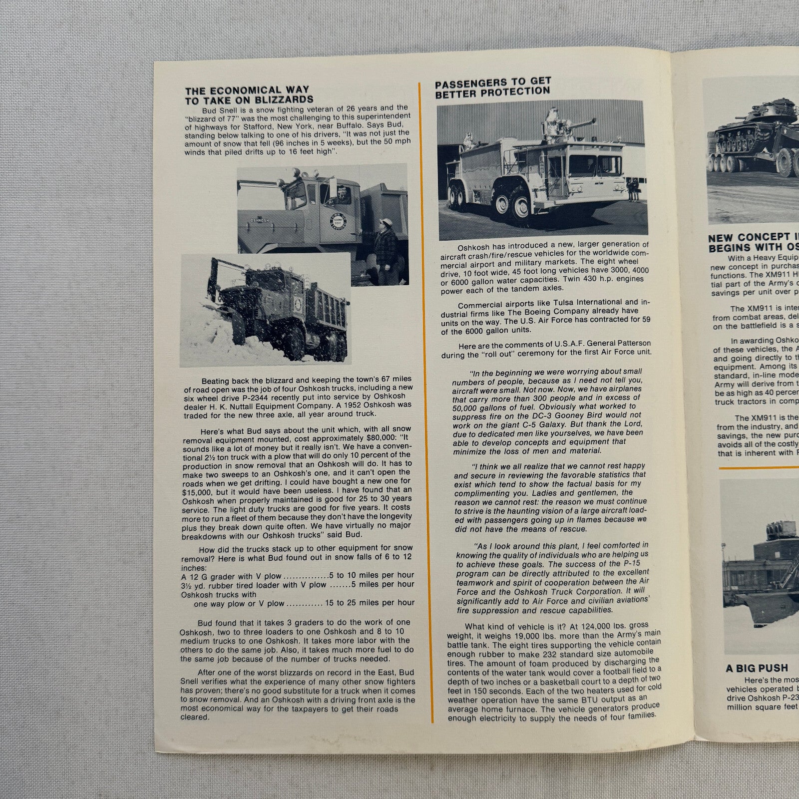 Oshkosh Truck Factory Newsletter Brochure Airport Crash Truck Army Cement Mixer