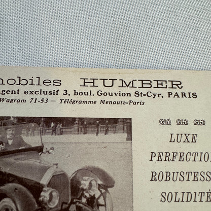 Automobiles HUMBER Advertisement Ad Vintage Car Automobile Humber Car