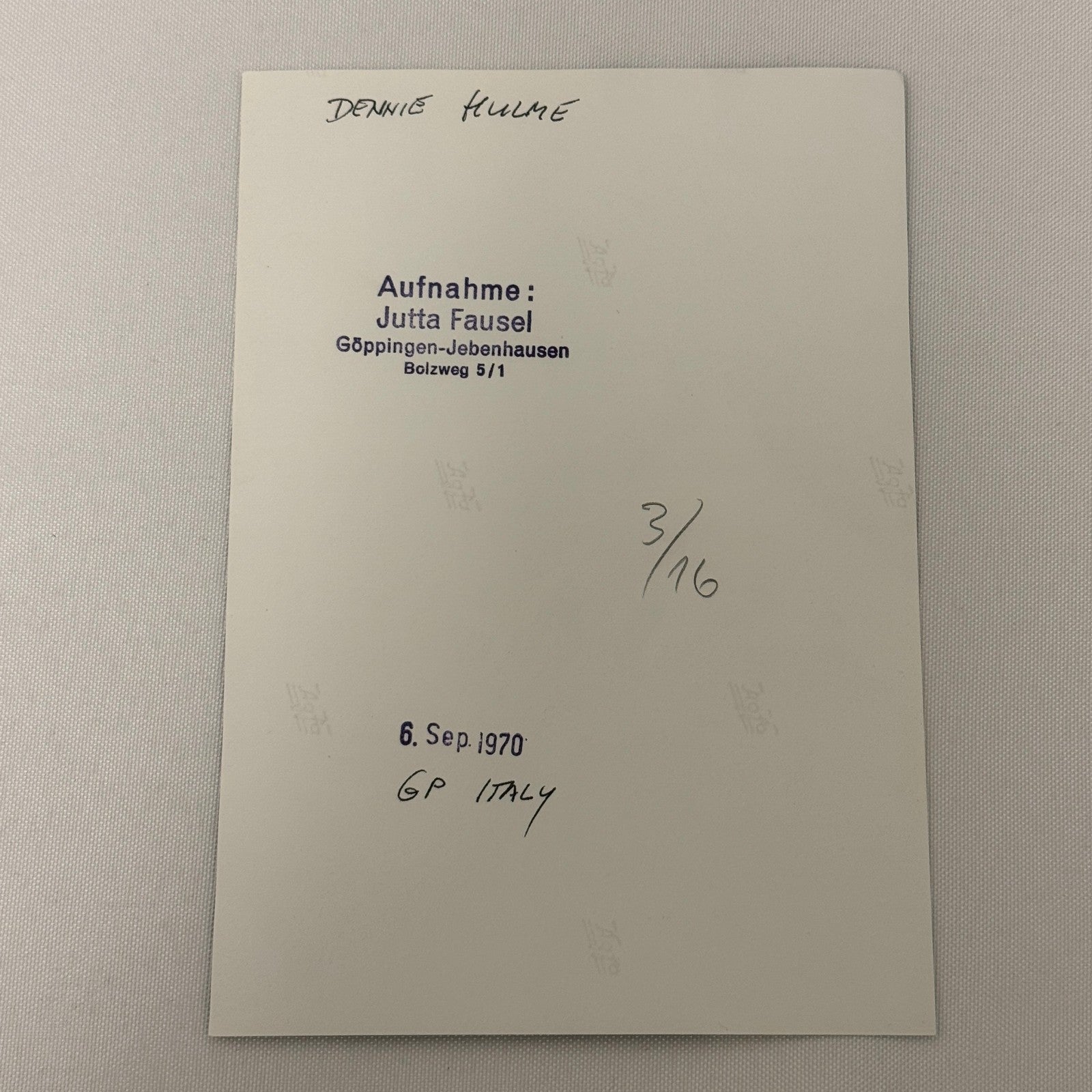 Vintage Racing Photo 1970 Italian Grand Prix Denny Hulme Denis Hulme Motorsport