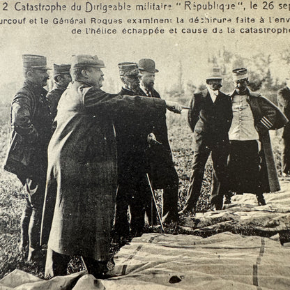 Vintage Zeppelin Airship Dirigible Postcard French Republique Military Disaster