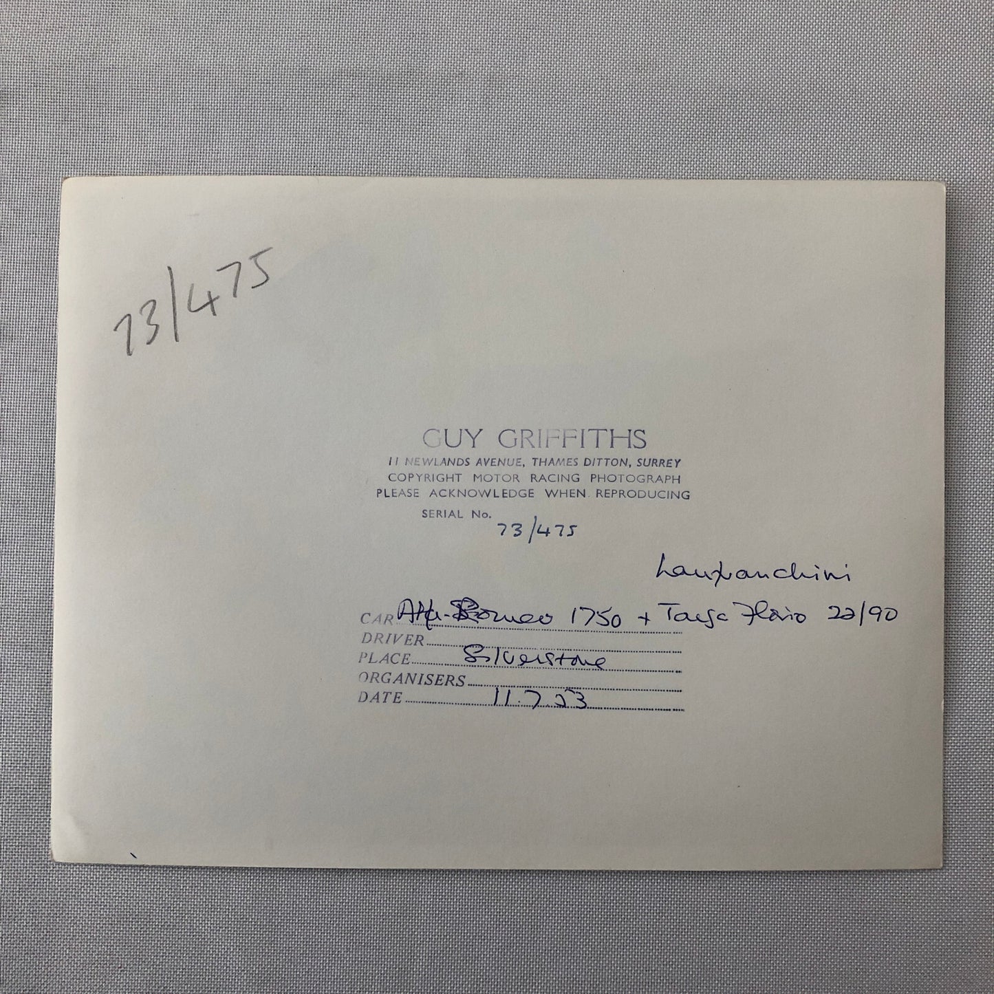 Vintage Car Racing Photo Photograph Print Alfa Romeo Targa 1750 Targa Florio + 