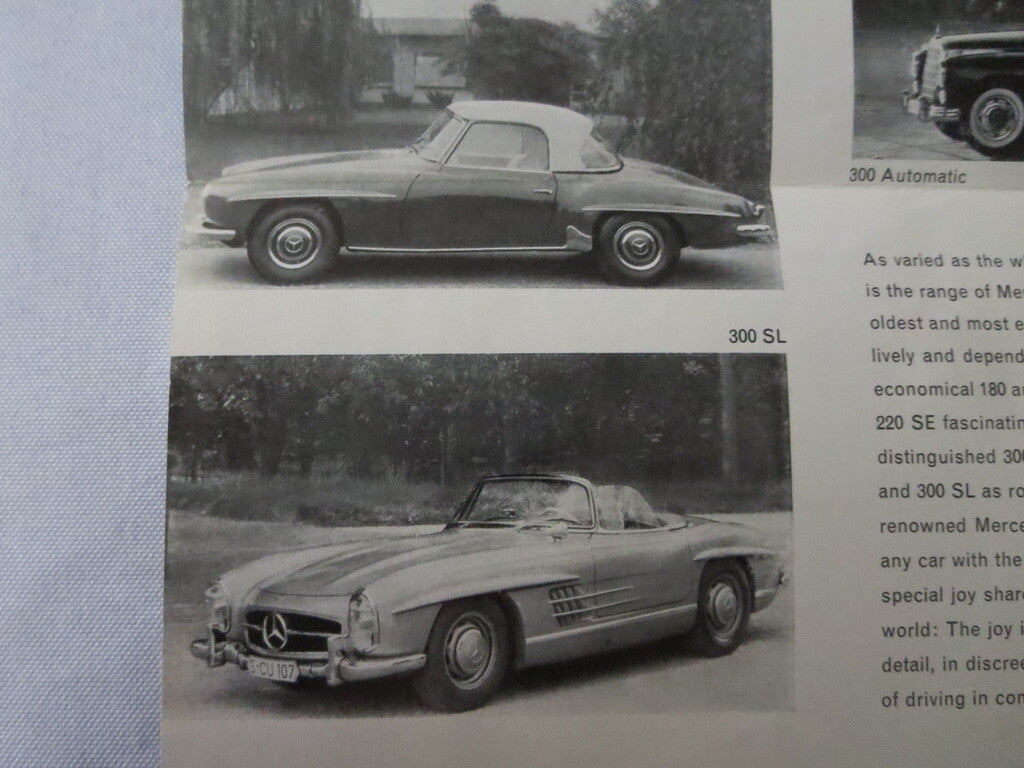Vintage Mercedes Benz Sales Brochure Catalog 300SL 190SL 190 300 220 300 SL +