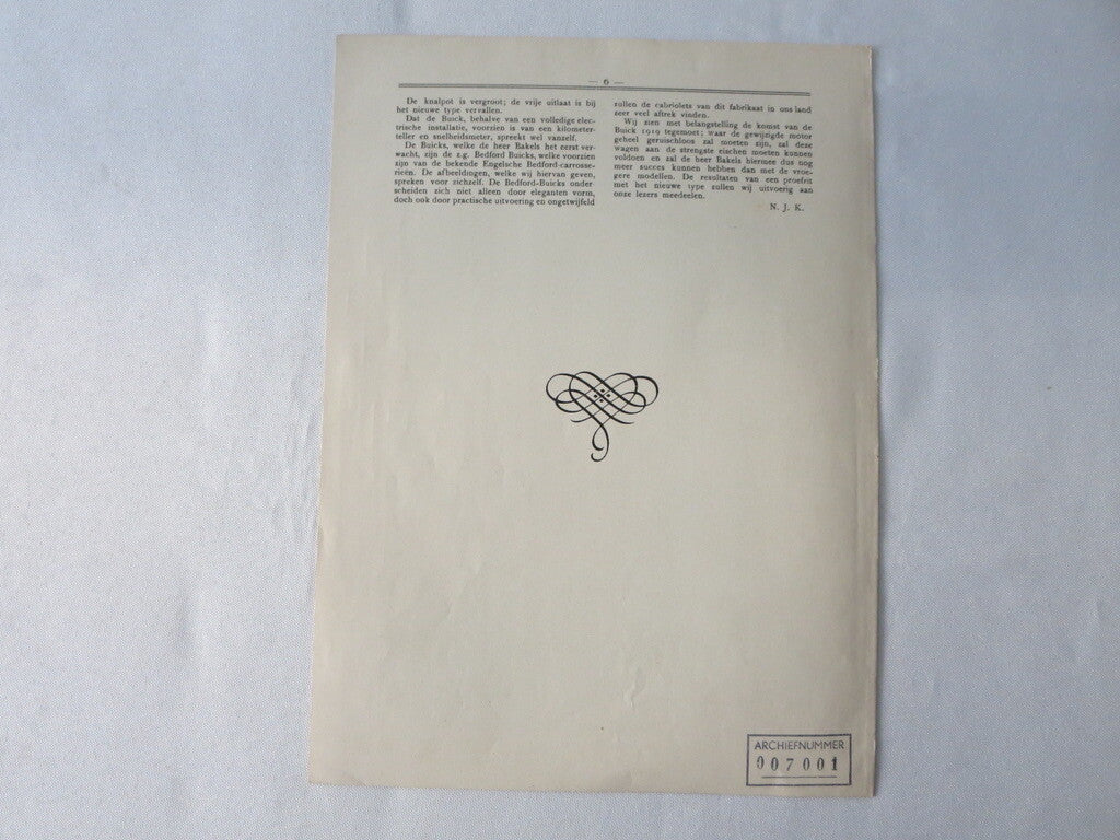 1919 Buick Sales Brochure Catalog Coupe Sedan Cabriolet - DUTCH TEXT European 