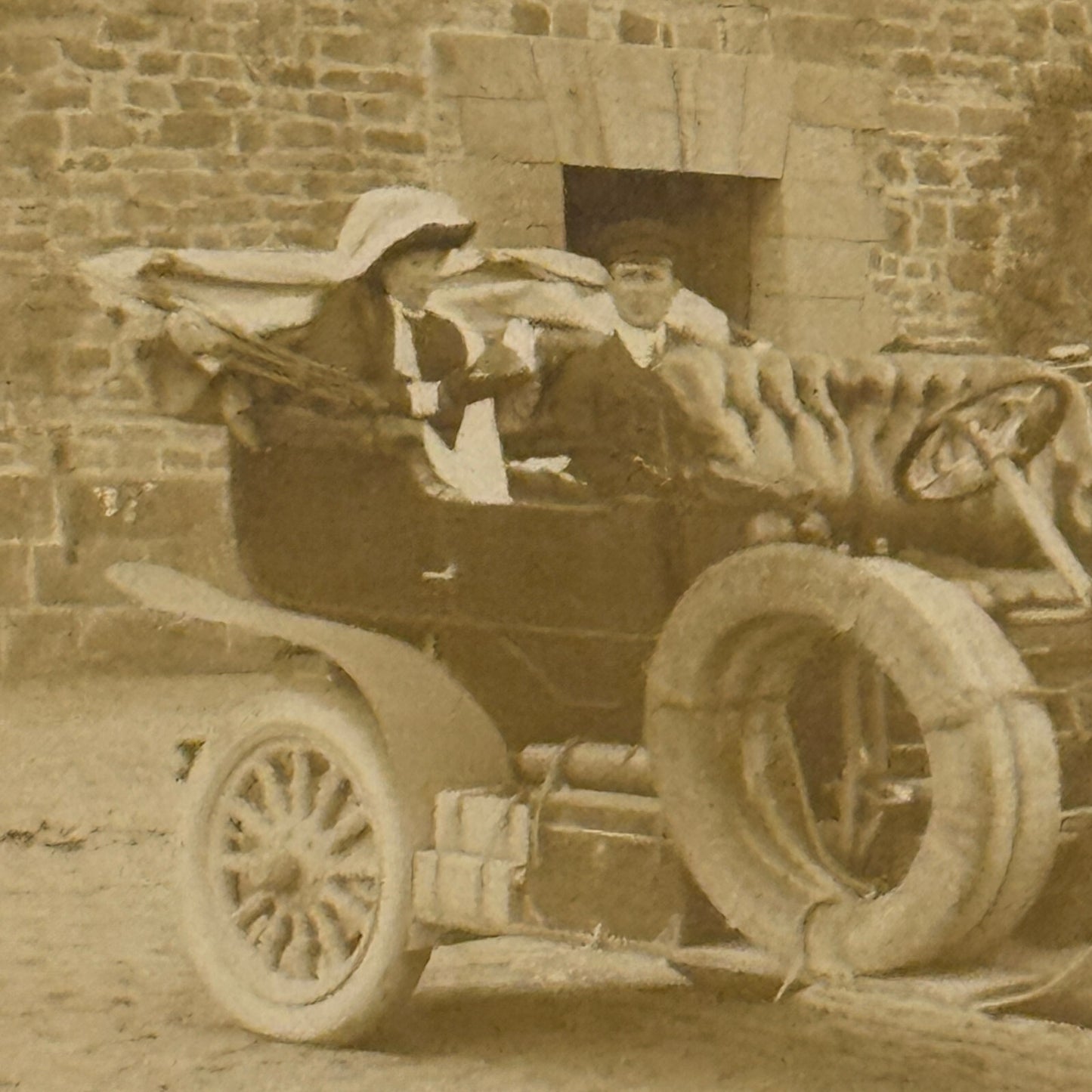 Vintage Photograph Photo People with Antique Car Early Automobile
