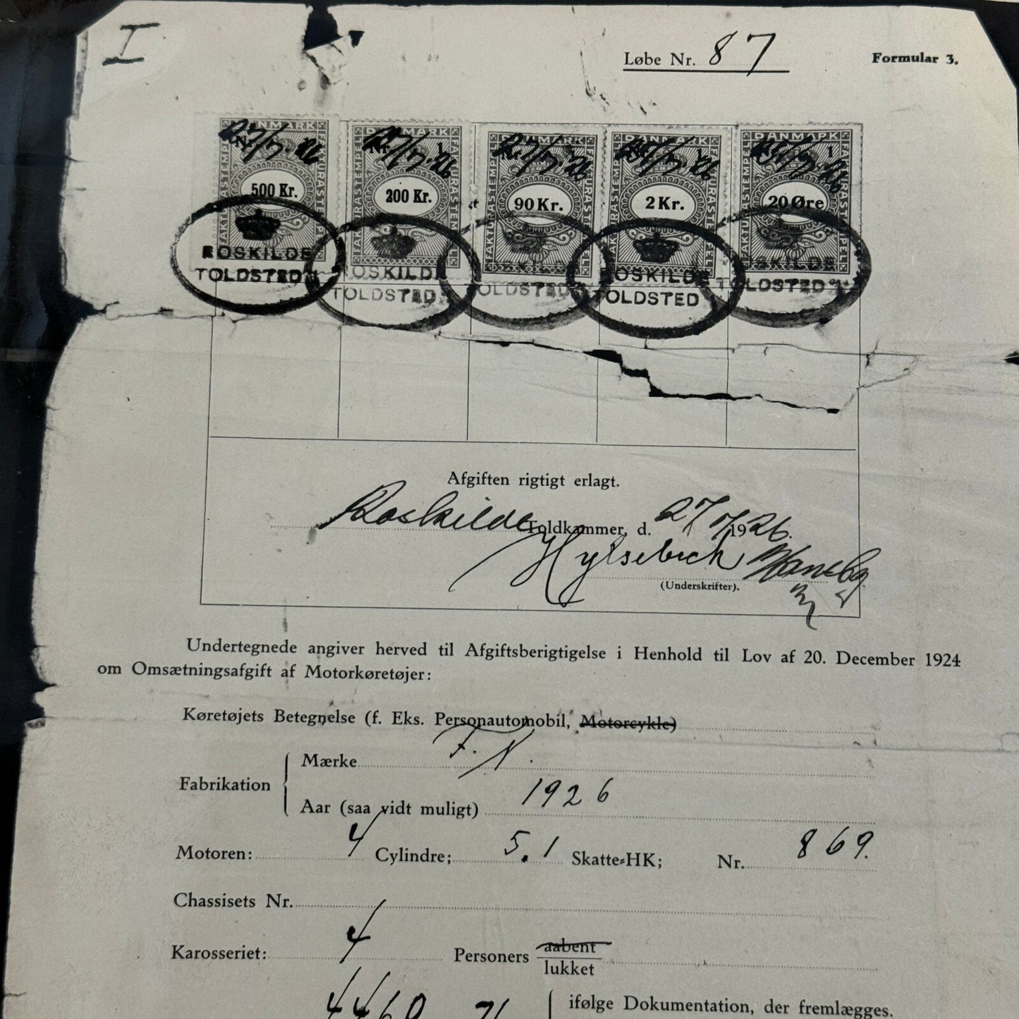 Fabrique Nationale FN Car Automobile Purchase Document Photograph Lot 2x