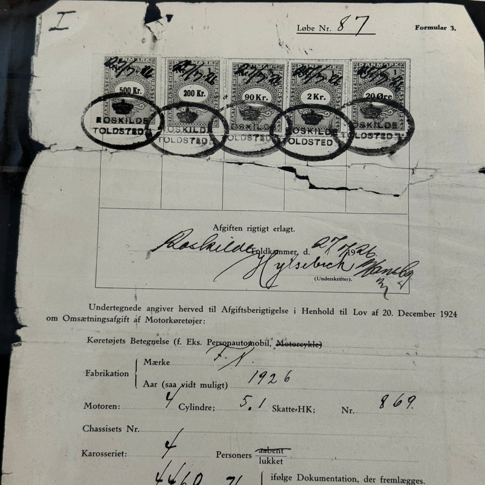 Fabrique Nationale FN Car Automobile Purchase Document Photograph Lot 2x
