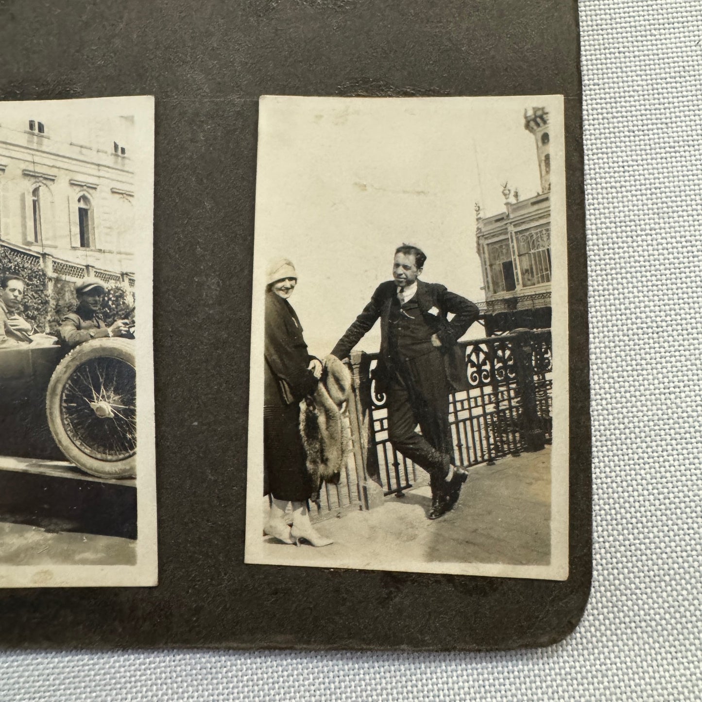 Vintage Photo Album Pages Car Automobile People Horse Cow Animals European