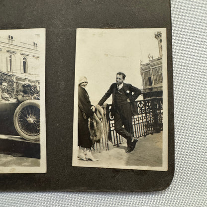 Vintage Photo Album Pages Car Automobile People Horse Cow Animals European