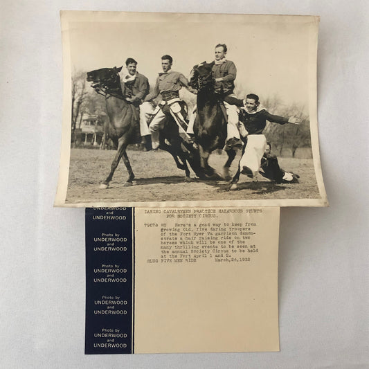 Press Photo Photograph Horse Stunt Show Cavalry 1932 Underwood & Underwood