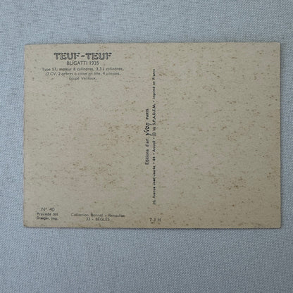 1935 Bugatti Coupe Ventoux Car Automobile Vintage Postcard Post Card