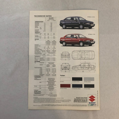 Suzuki Baleno Sedan Car Sales Brochure Catalog 1.6 GLX 1.3 GL GERMAN TEXT