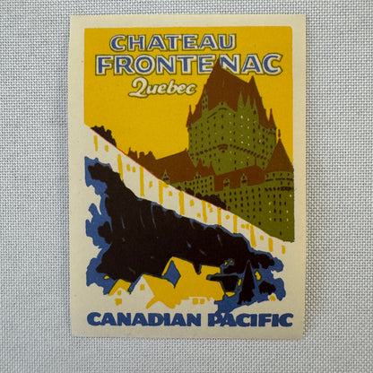 Vintage Hotel Travel Label Chateau Frontenac Quebec Canada Canadian Pacific