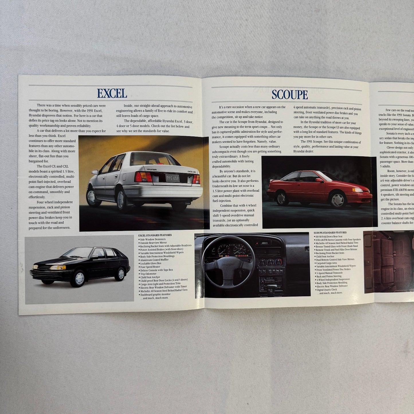 1991 Hyundai Car Sales Brochure Catalog Scoupe Excel Sonata