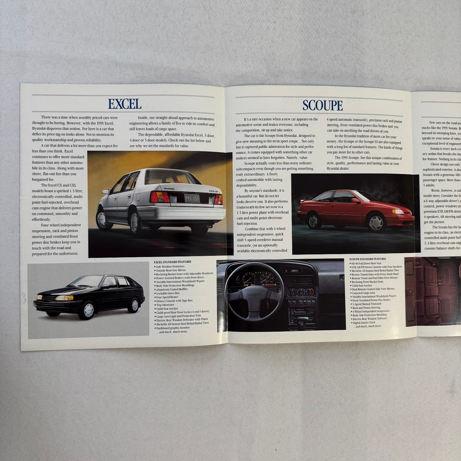 1991 Hyundai Car Sales Brochure Catalog Scoupe Excel Sonata