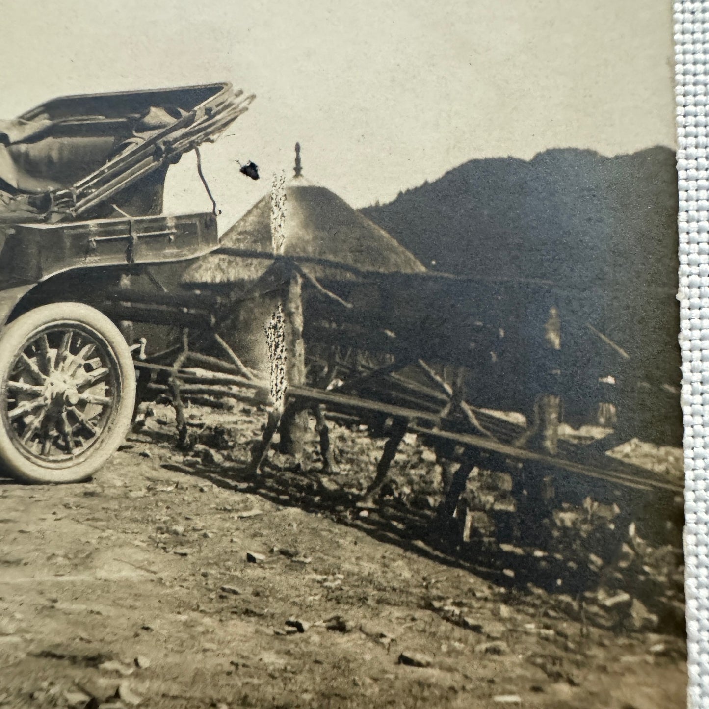 Vintage Real Photo Postcard RPPC People with Early Automobile Car Vehicle