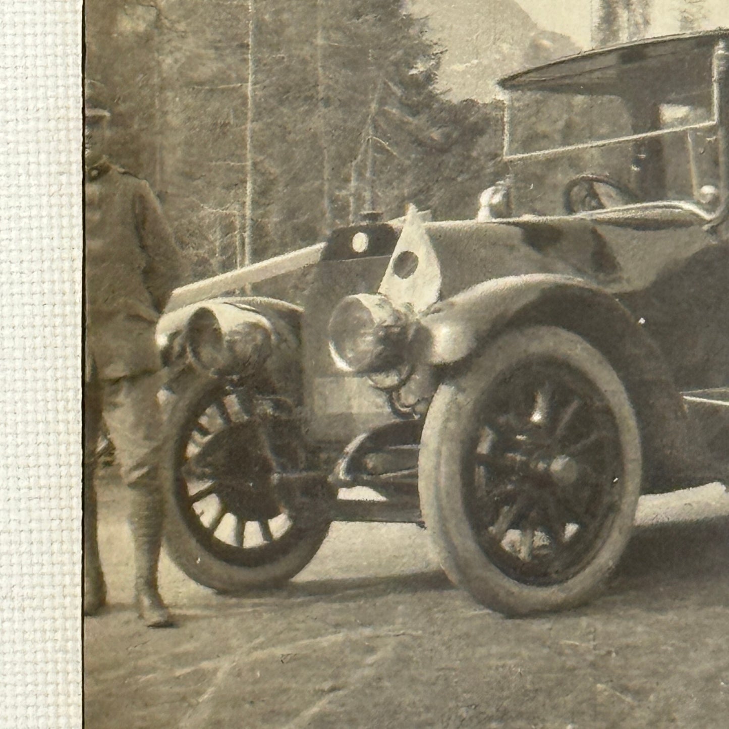 Vintage Photograph People with Antique Car Early Automobile