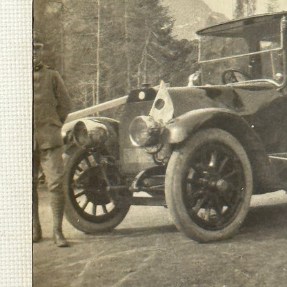 Vintage Photograph People with Antique Car Early Automobile