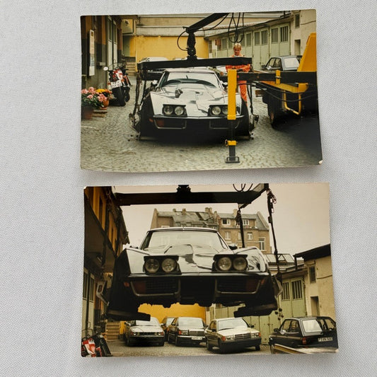 Chevrolet Corvette Parking Crane Germany Photo Photograph Print Lot 2x Mercedes