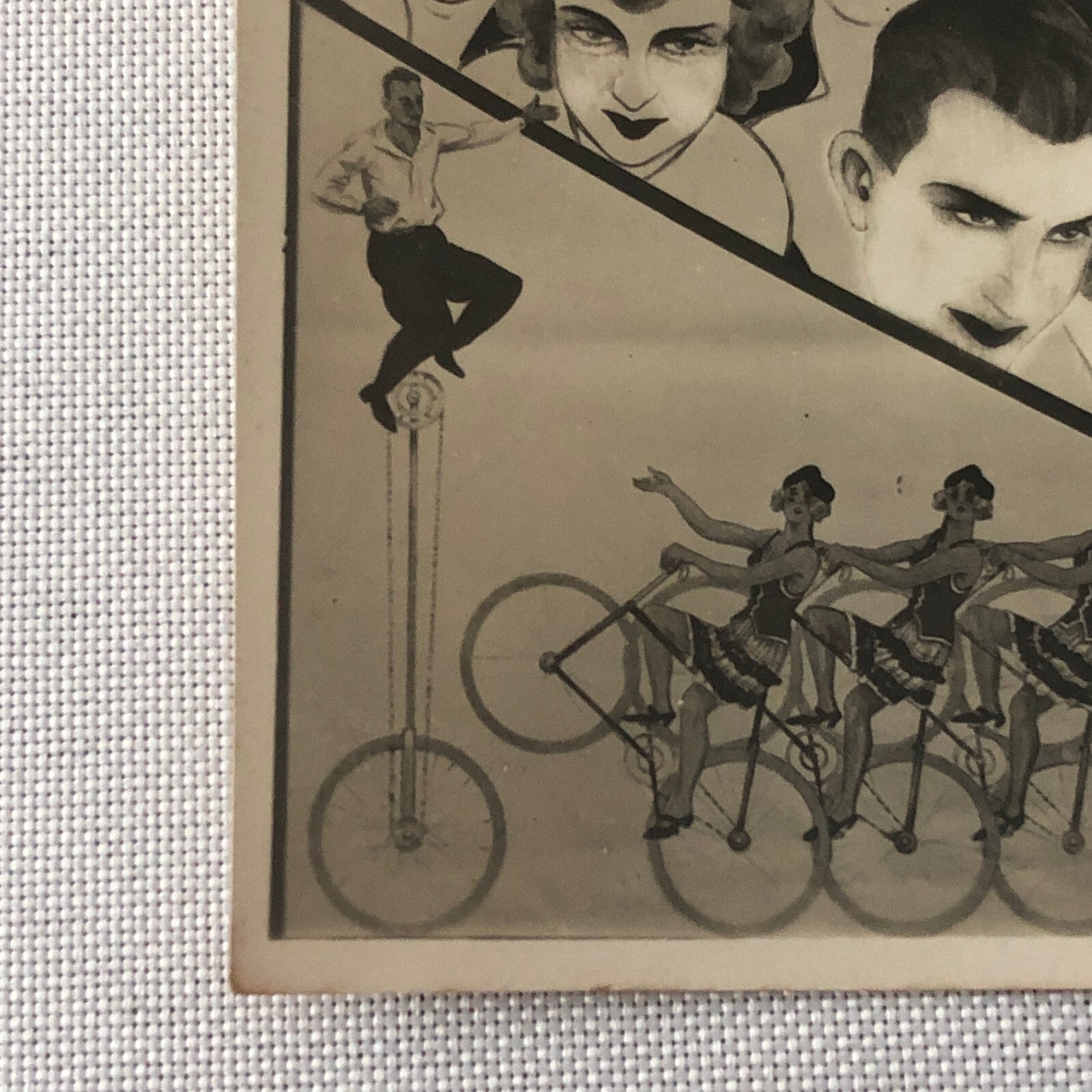 Vintage Circus Balancing Act Bicycle Bike Postcard Post Card Troupe Buntinx