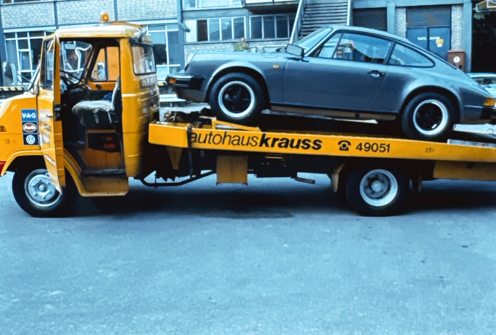 35MM Vintage Photo Slide Porsche 911 Car On Flatbed Truck Stuttgart Germany