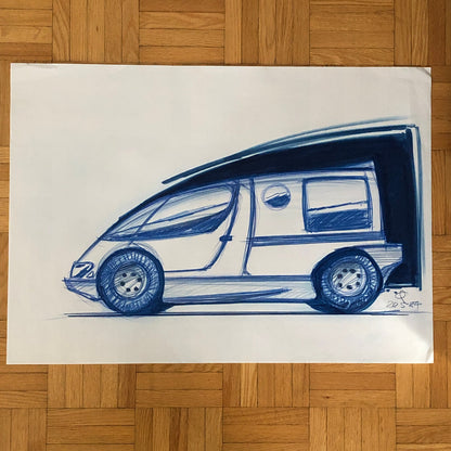 Car Styling Concept Illustration Art Drawing Sketch Vintage Lot 14x NOTTRODT Van