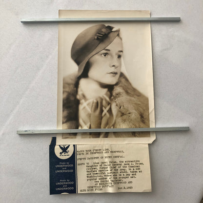 Press Photo Photograph Society Woman Carol Fries Major General Amos Fries 1933
