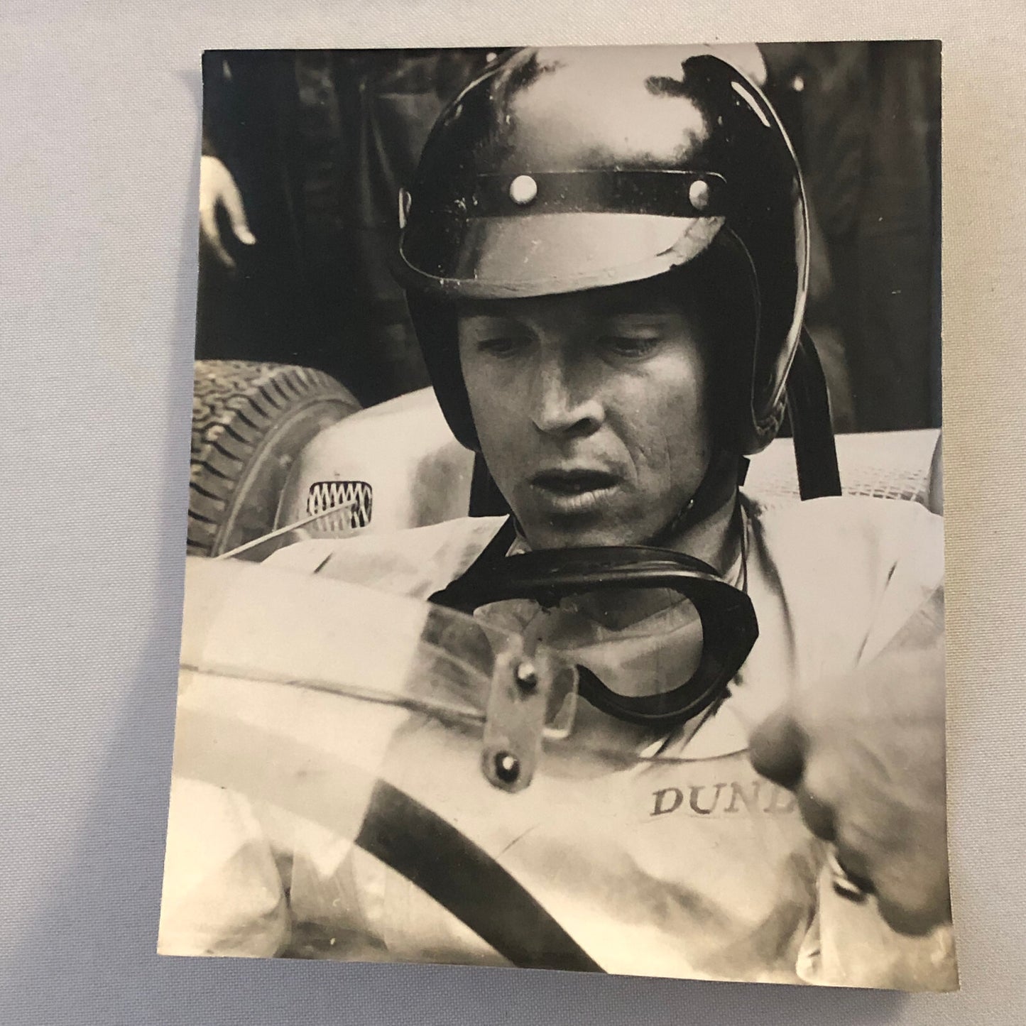 Racing Car and Driver Photo Photograph Print Vintage