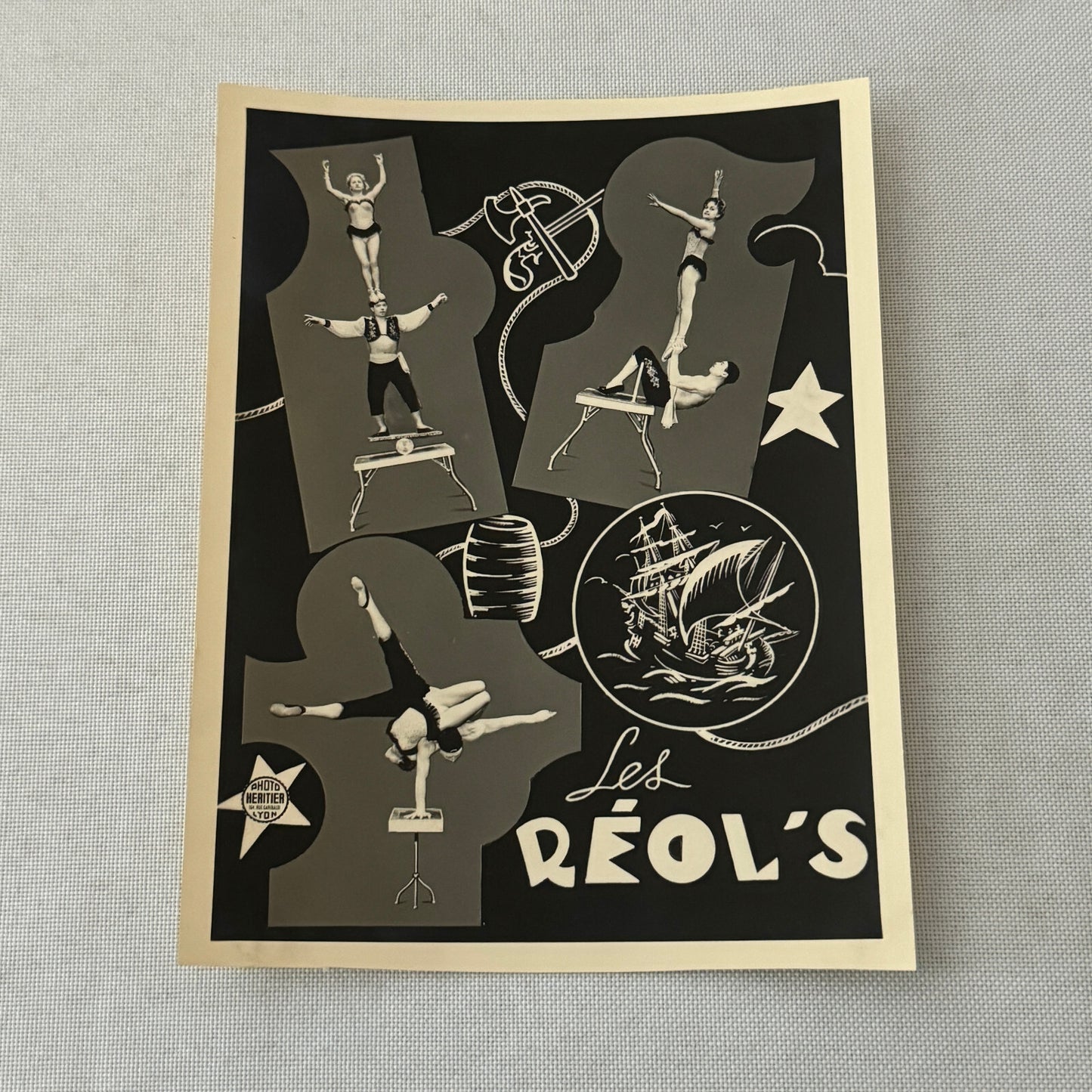 Vintage Circus Acrobat Balancing Act Photo Photograph Les Reols