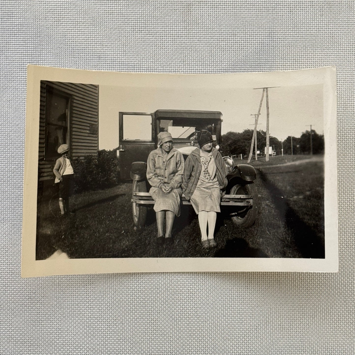 Vintage Car Photo Photograph Print Women with Automobile Snapshot