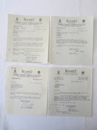 1939 - 1956 Rootes Letter Letterhead Document Lot of 21 Sunbeam Talbot Hillman +