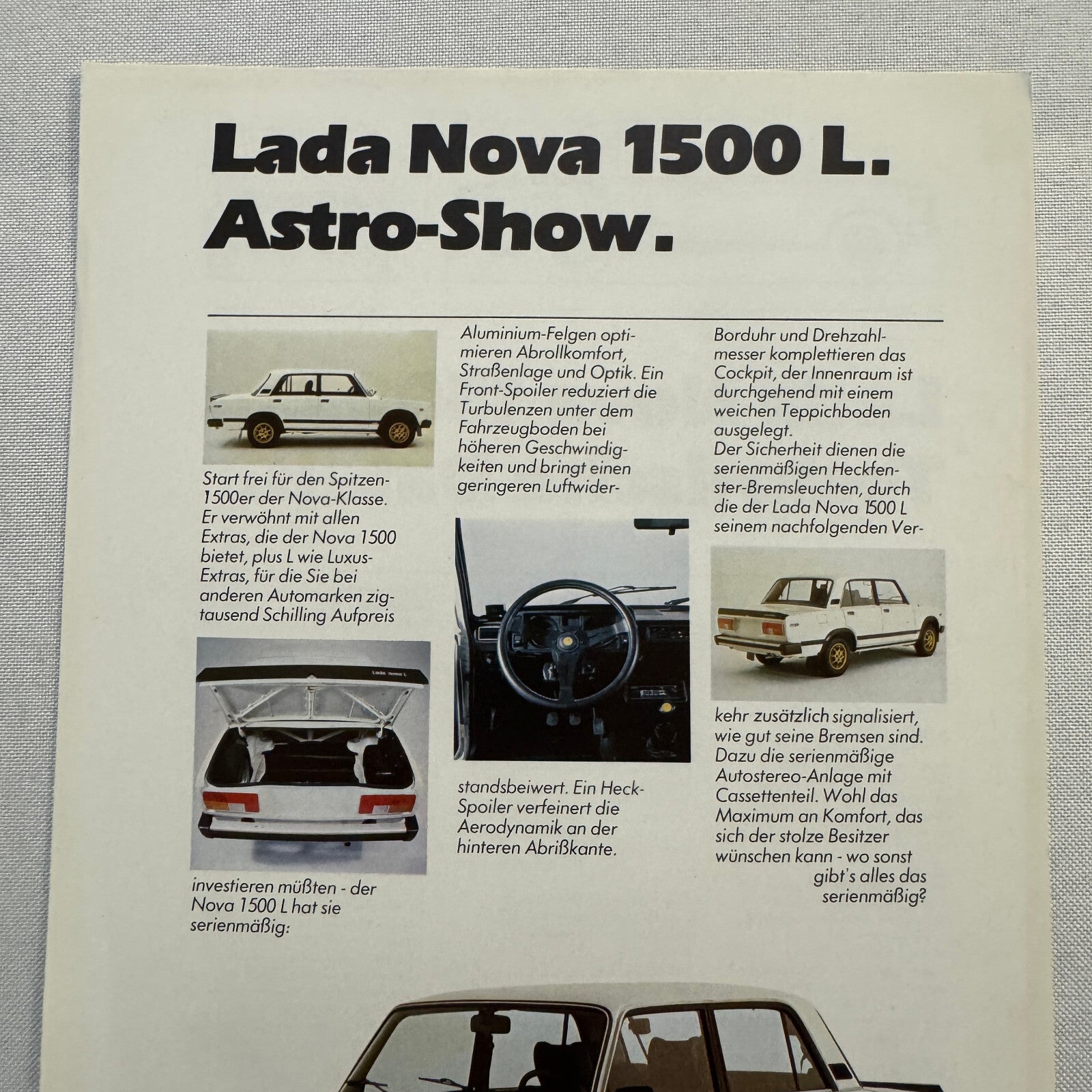Lada Nova 1500 L Car Sales Brochure Catalog Advertising Vintage German Text