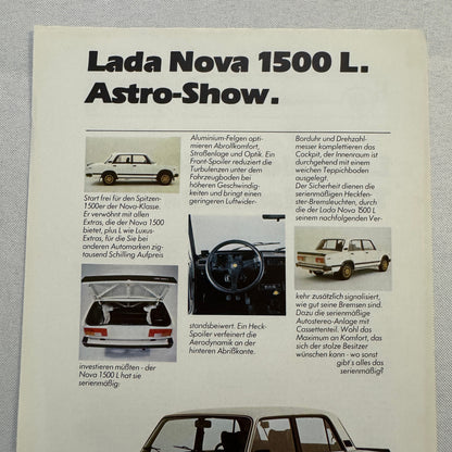 Lada Nova 1500 L Car Sales Brochure Catalog Advertising Vintage German Text