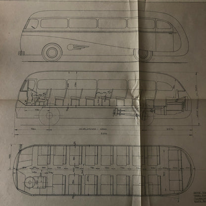 1936 Coachbuilder Bus Design Blueprint Rendering Blue Print Coach Bus Truck