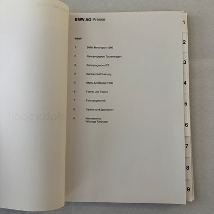 1996 BMW Racing Motorsport Press Kit McLaren F1 GTR BMW 320i Race Car GERMAN