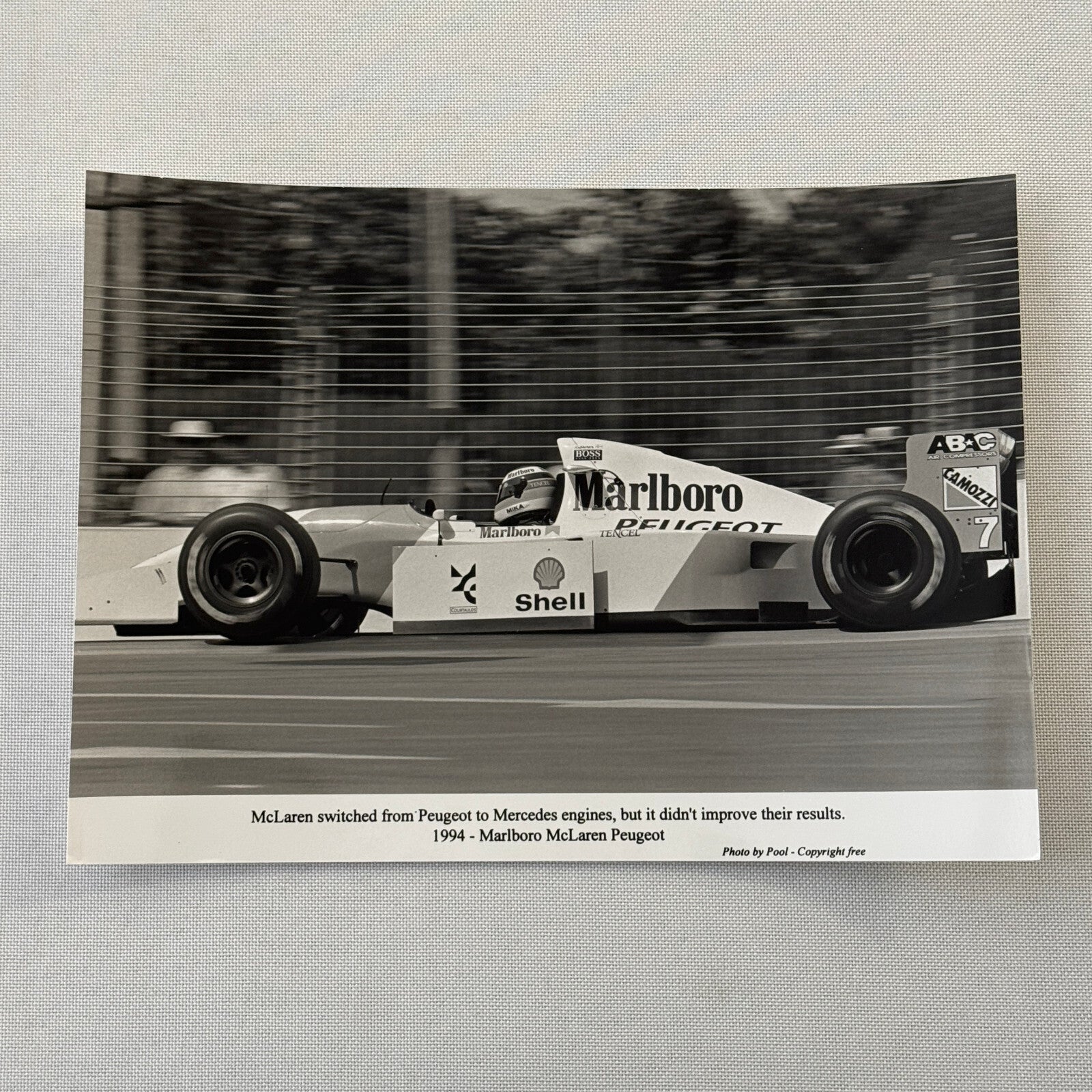 Mika Hakkinen McLaren Racing Driver Photo Photograph 1994 Marlboro Peugeot
