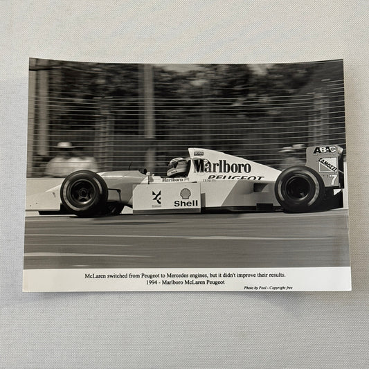 Mika Hakkinen McLaren Racing Driver Photo Photograph 1994 Marlboro Peugeot