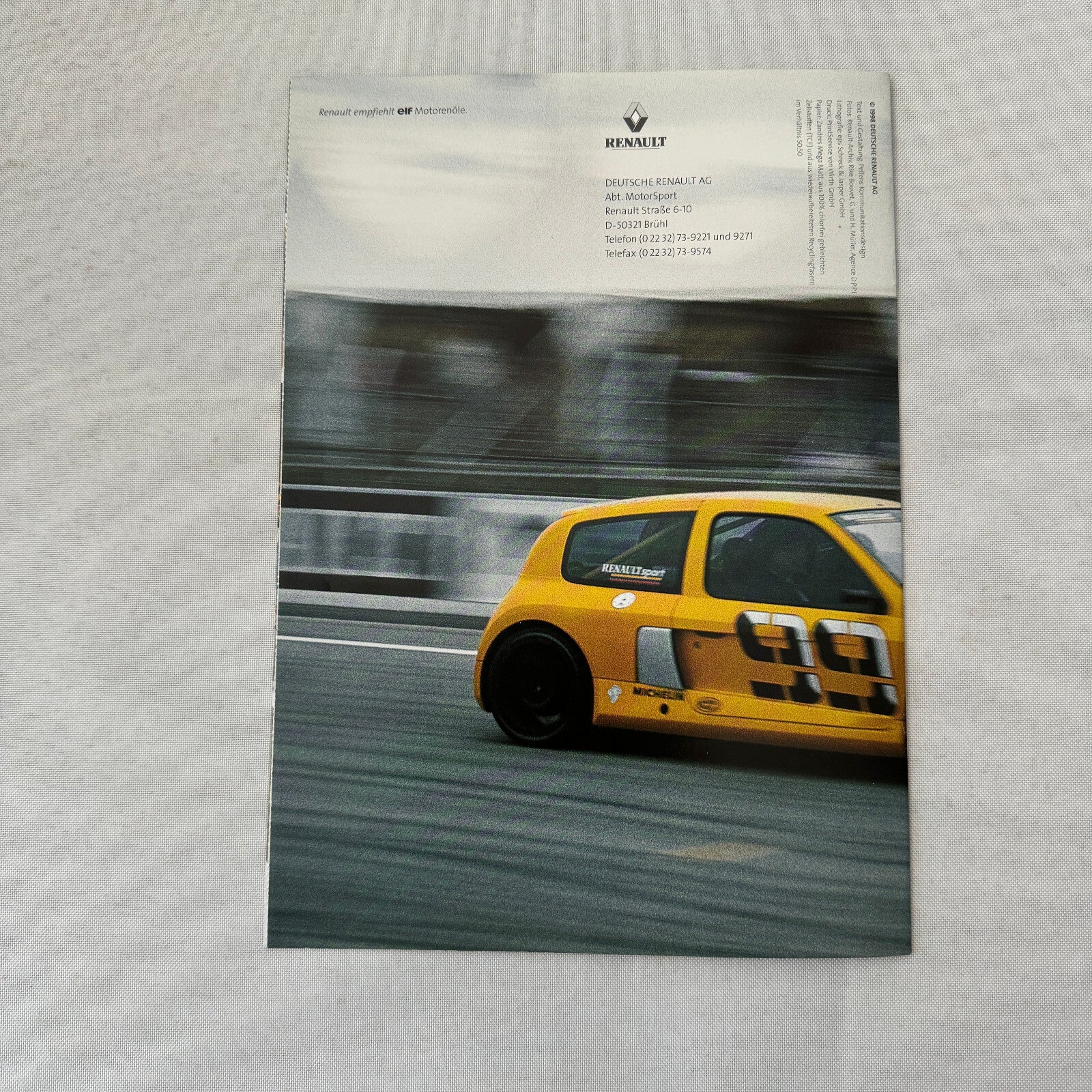 Renault Sport Racing Brochure GERMAN Text Renault Megane Cup Formula +