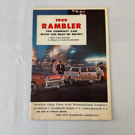1959 Rambler Car Sales Brochure Catalog American Rebel Ambassador 6 V8 Wagon +