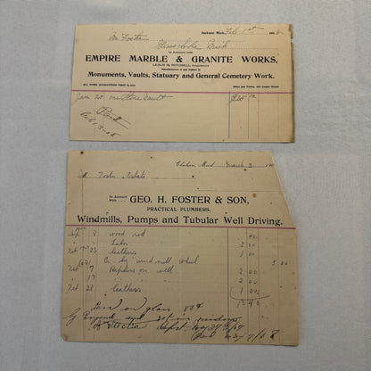 Antique Document Receipt Invoice Lot Farm Equipment Hardware Buggy Furniture 25+