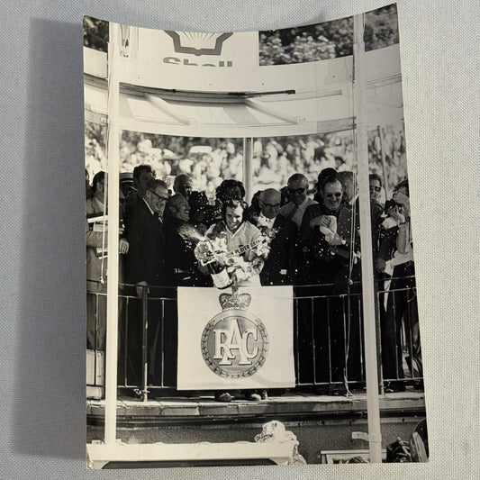 Emerson Fittipaldi Racing Photo Vintage Victory Champagne Press Photograph