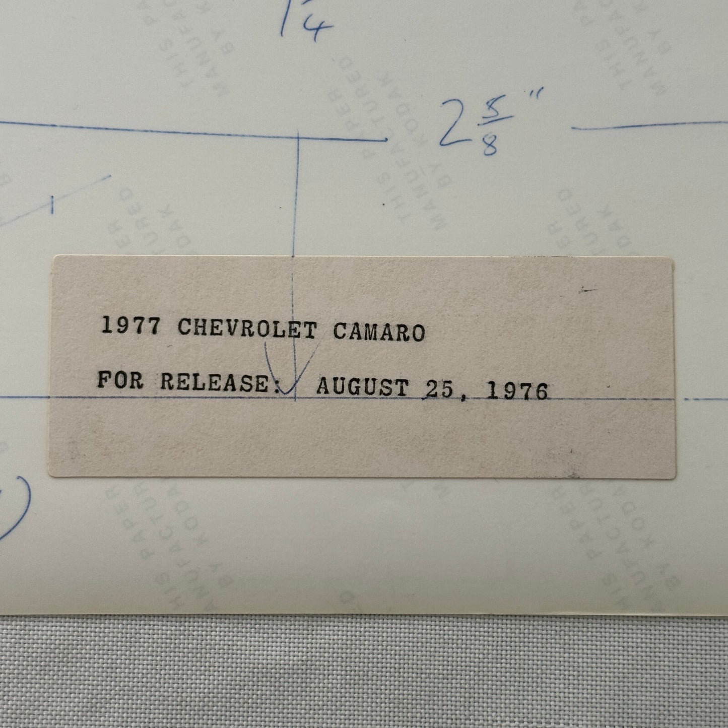 1977 Chevrolet Camaro Factory Press Photo Photograph Vintage Chevy