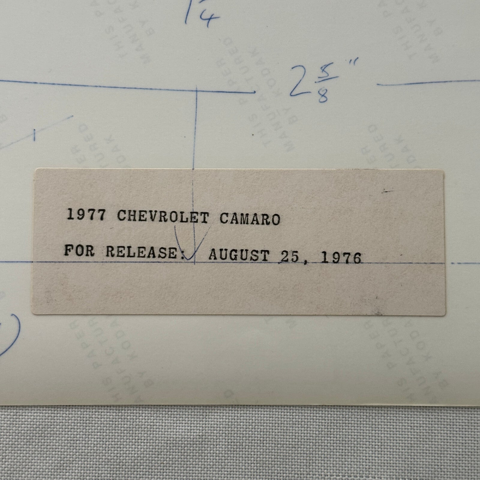 1977 Chevrolet Camaro Factory Press Photo Photograph Vintage Chevy