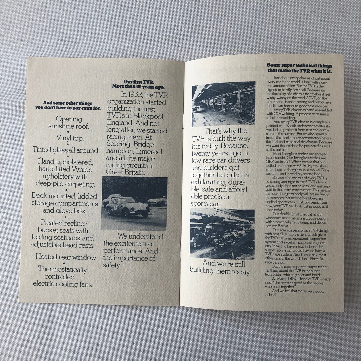 Vintage TVR Car Sales Brochure Catalog Advertising