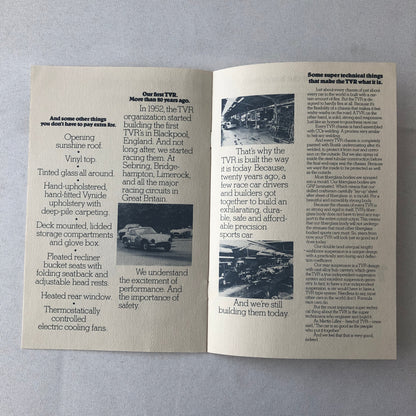 Vintage TVR Car Sales Brochure Catalog Advertising